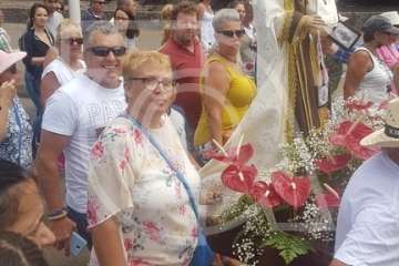 Procesión terrestre-marítimo de la Virgen del Carmen por la bahía de Melenara (Foto TA)